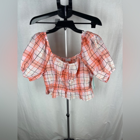 Abound SQUARE NECK YARN DYE TOP IN CORAL PINK Size Large NWT - Picture 2 of 11